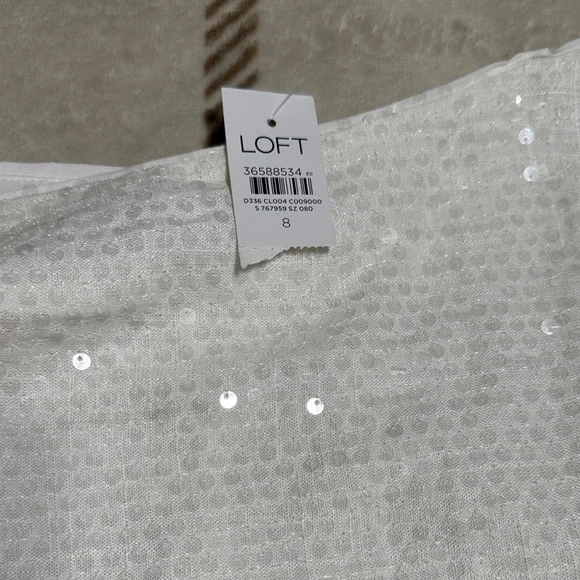 LOFT White Textured A-Line Skirt - Picture 4 of 5